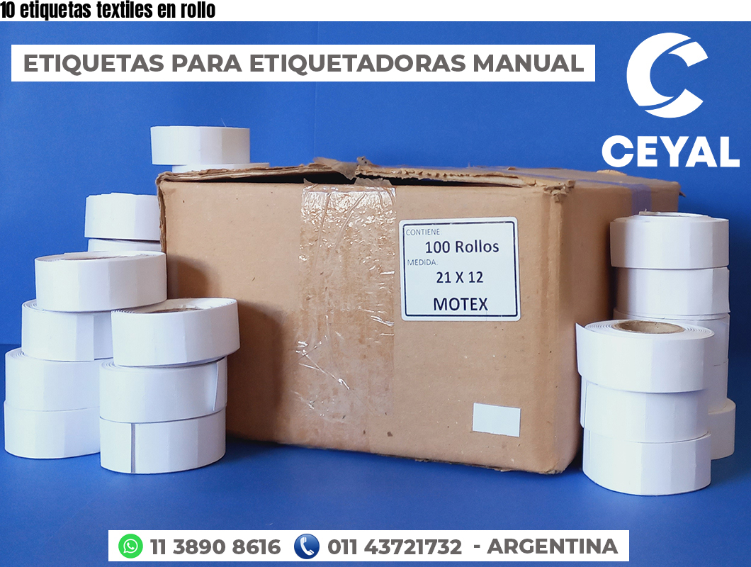 10 etiquetas textiles en rollo