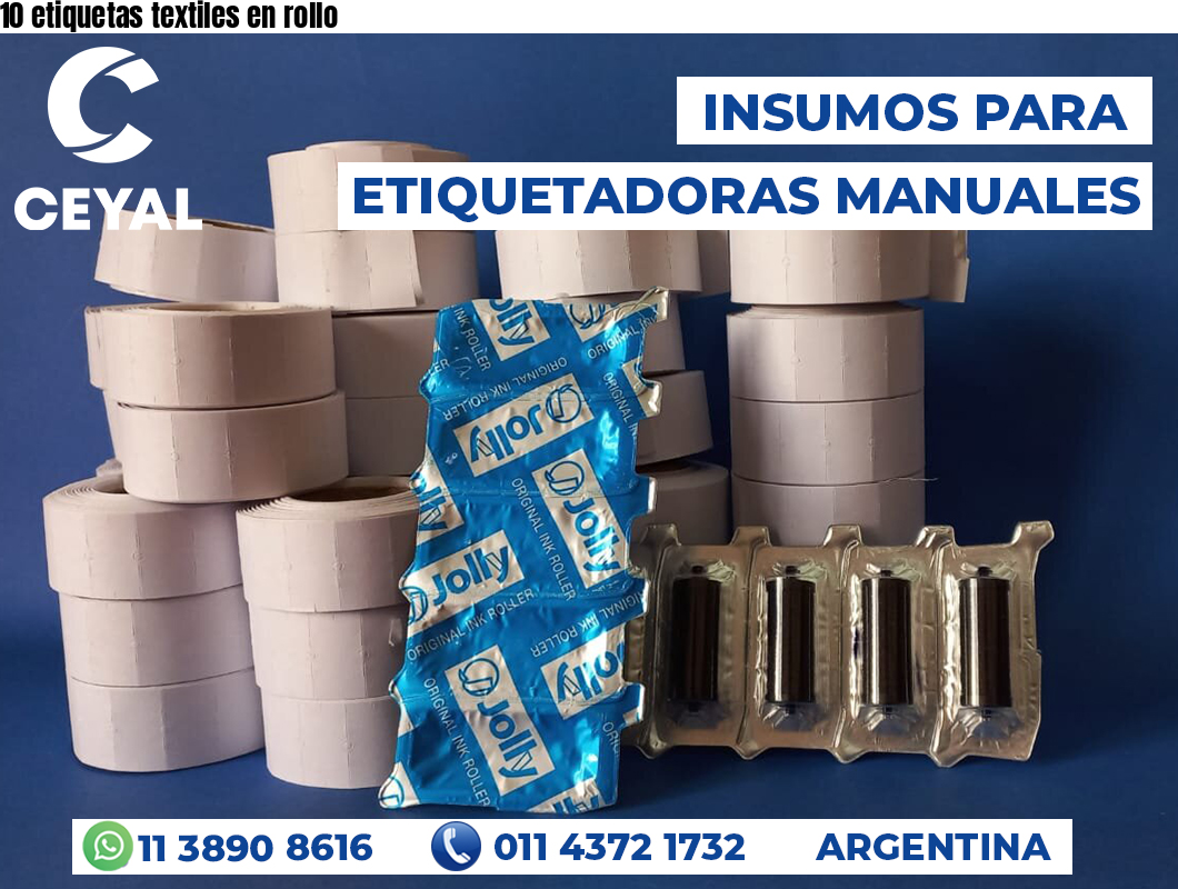 10 etiquetas textiles en rollo