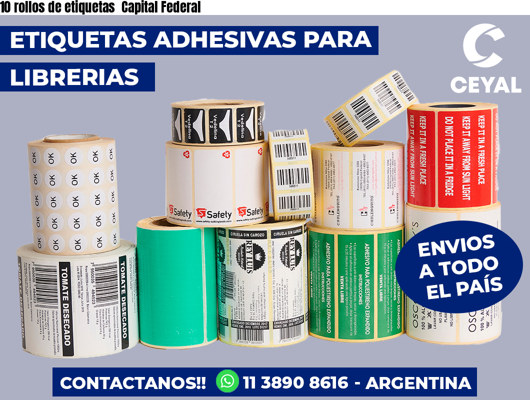 10 rollos de etiquetas Capital Federal