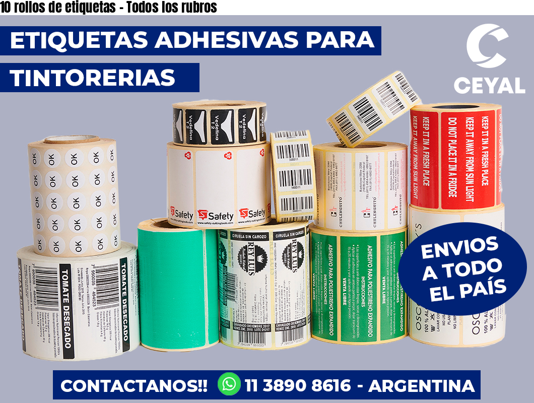 10 rollos de etiquetas - Todos los rubros