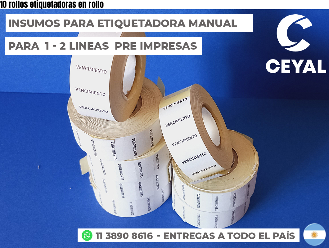 10 rollos etiquetadoras en rollo