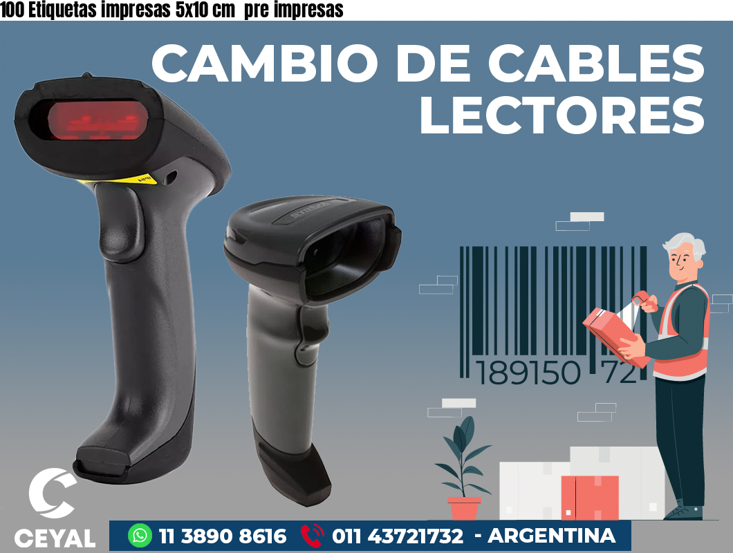 100 Etiquetas impresas 5x10 cm  pre impresas