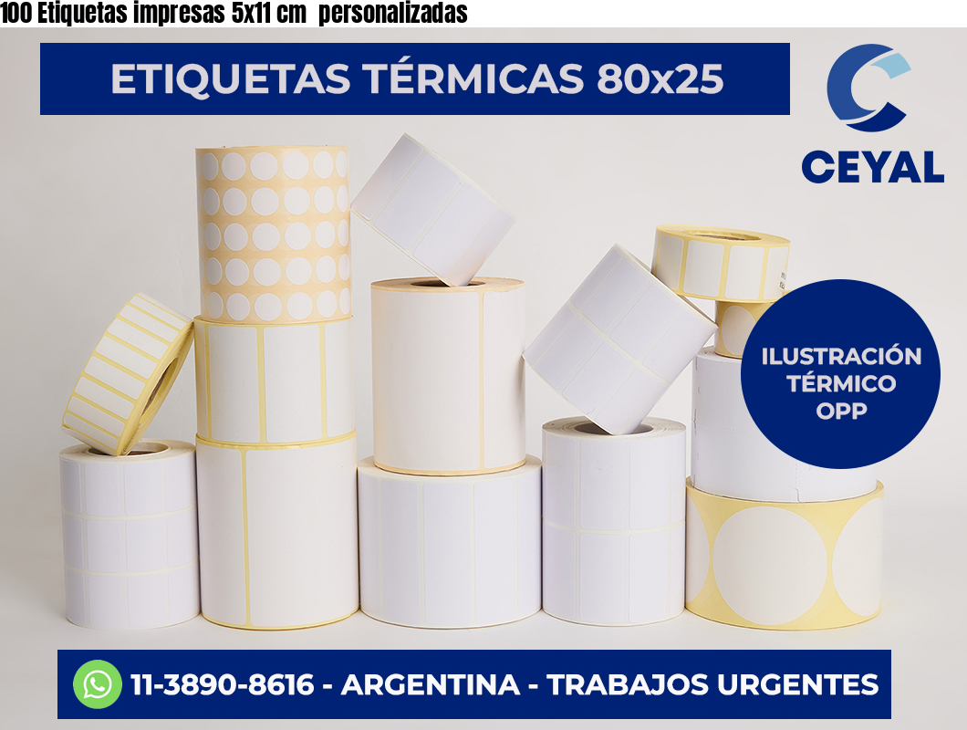100 Etiquetas impresas 5×11 cm  personalizadas
