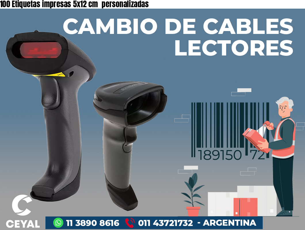 100 Etiquetas impresas 5x12 cm personalizadas