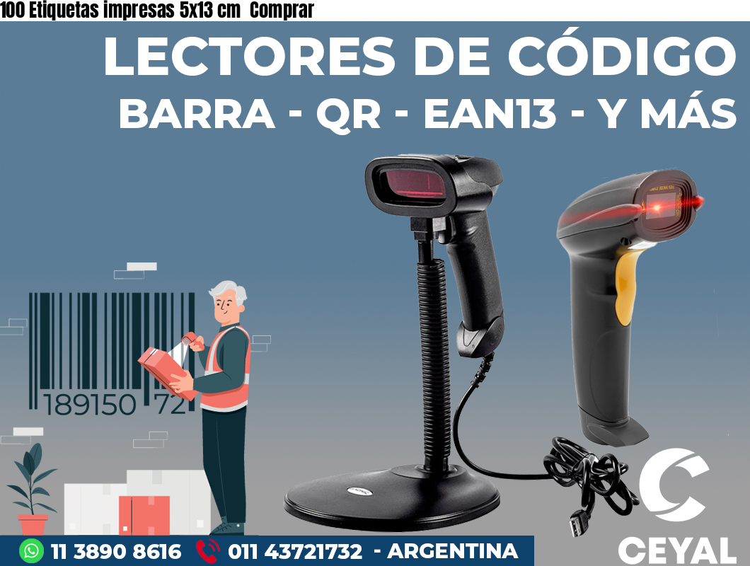 100 Etiquetas impresas 5x13 cm  Comprar