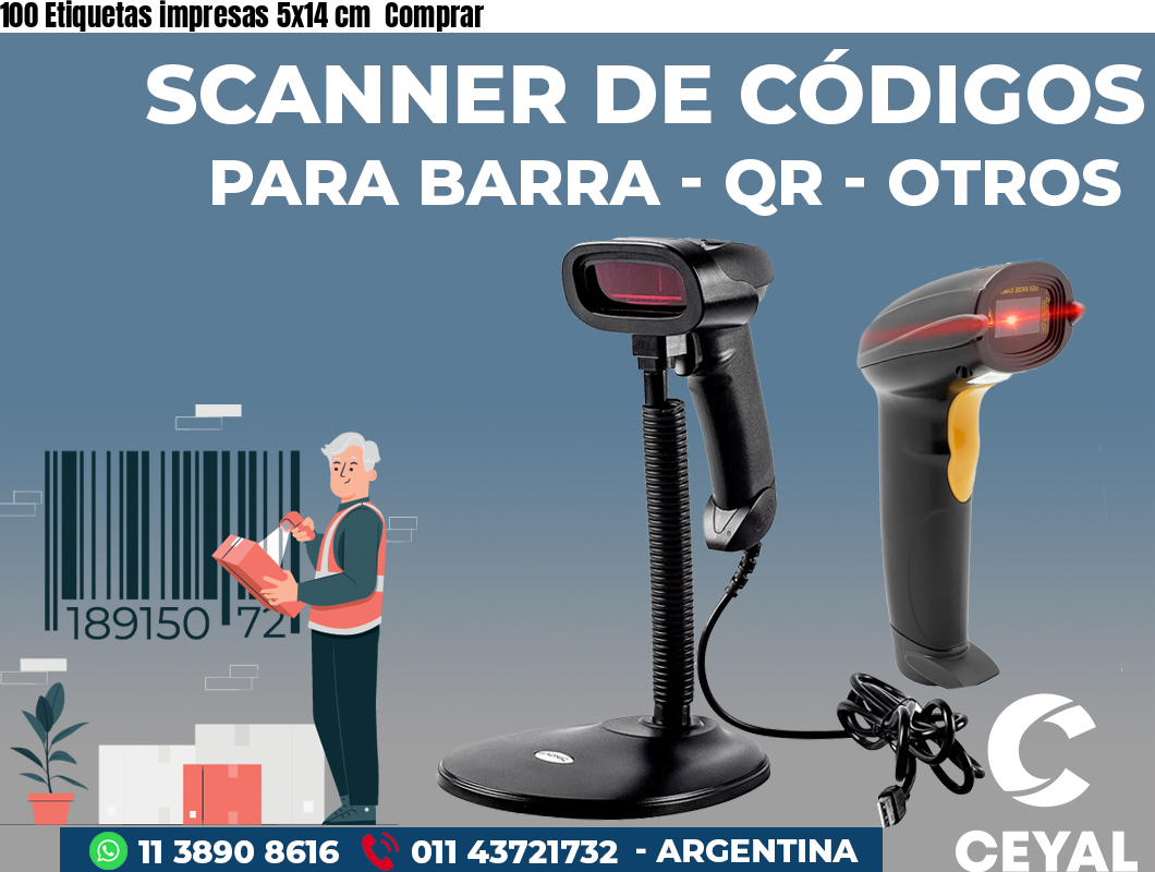 100 Etiquetas impresas 5x14 cm  Comprar