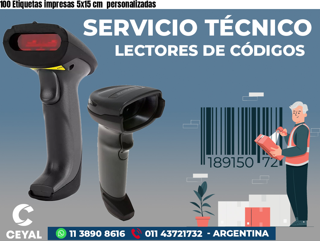 100 Etiquetas impresas 5x15 cm personalizadas