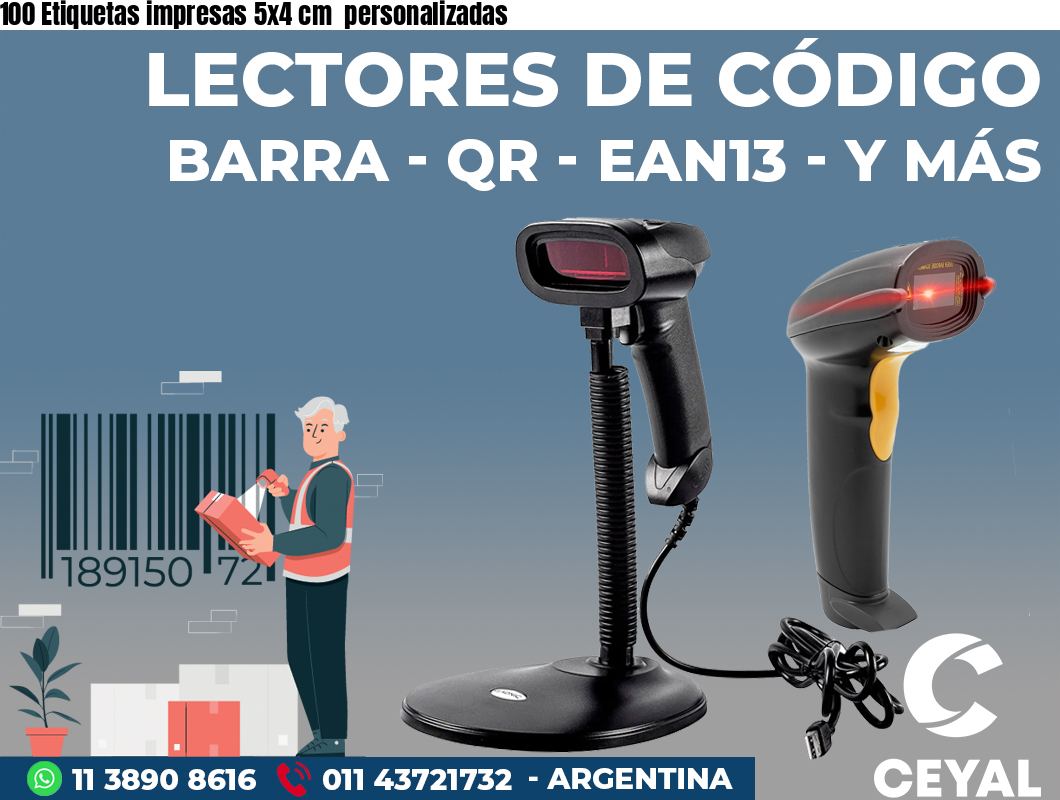 100 Etiquetas impresas 5x4 cm  personalizadas