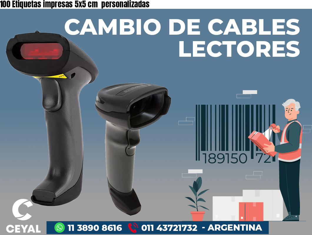 100 Etiquetas impresas 5x5 cm  personalizadas