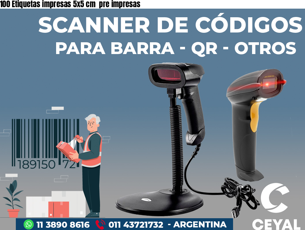 100 Etiquetas impresas 5x5 cm  pre impresas