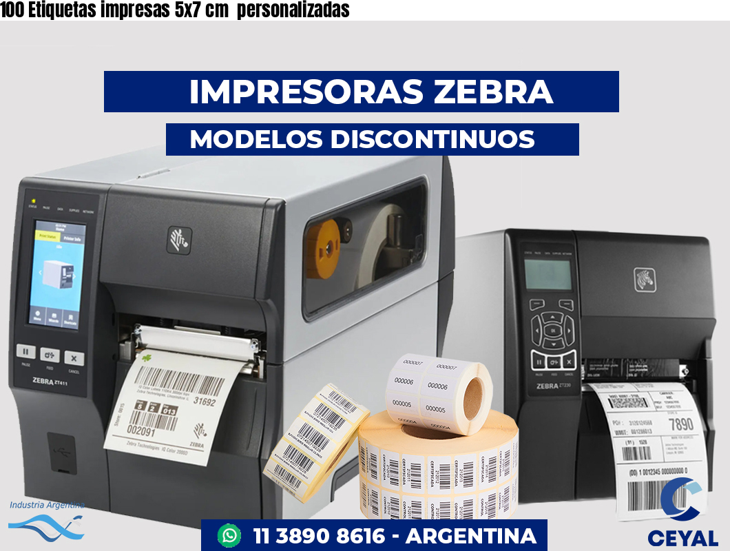 100 Etiquetas impresas 5x7 cm  personalizadas