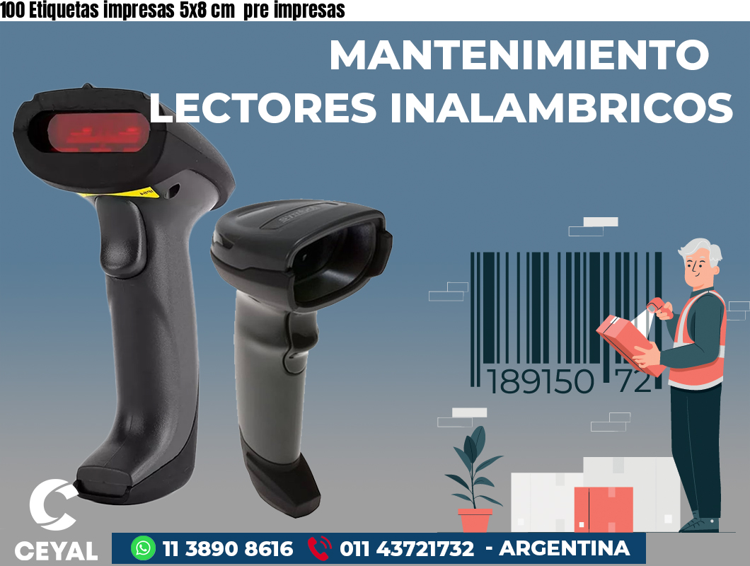 100 Etiquetas impresas 5x8 cm  pre impresas