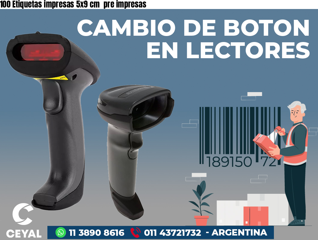 100 Etiquetas impresas 5x9 cm  pre impresas