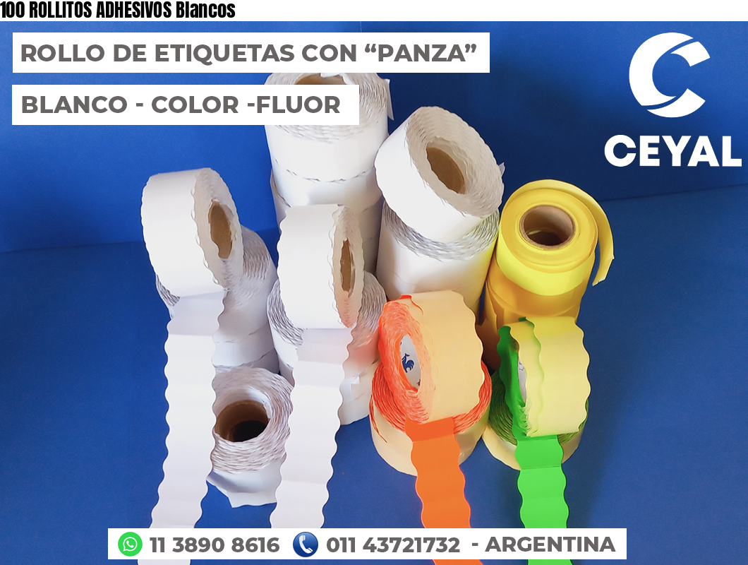 100 ROLLITOS ADHESIVOS Blancos
