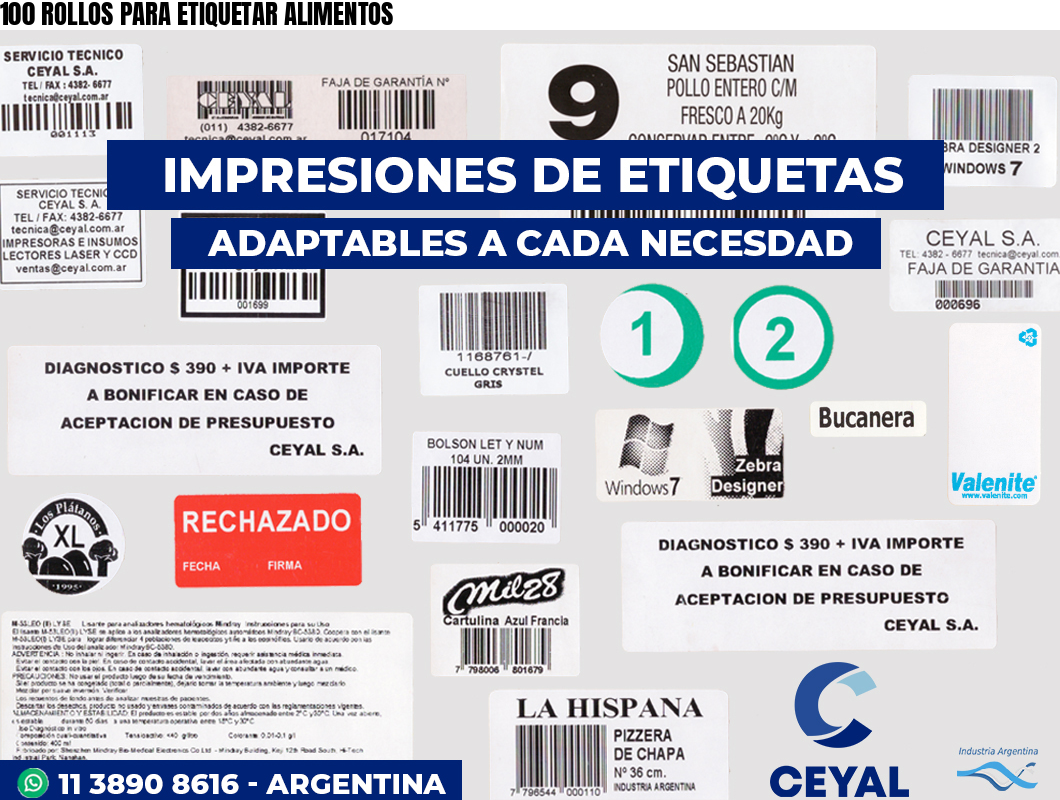 100 ROLLOS PARA ETIQUETAR ALIMENTOS