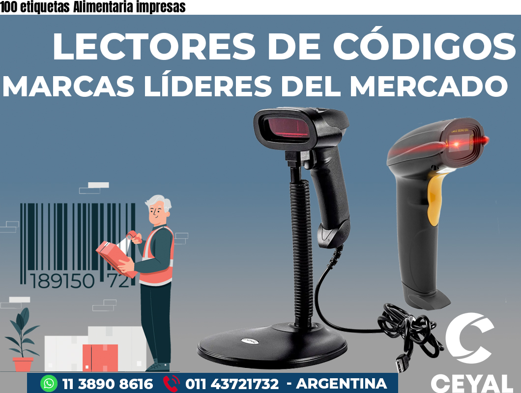 100 etiquetas Alimentaria impresas