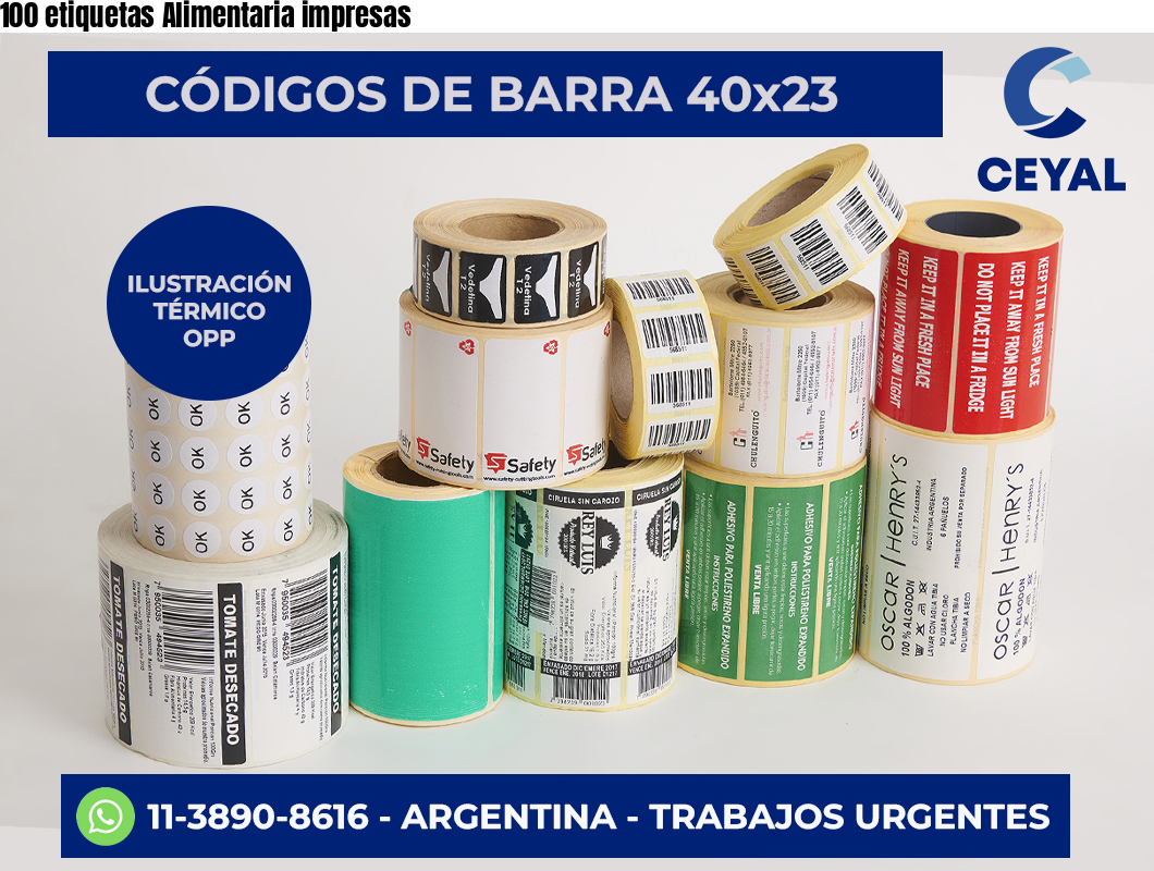 100 etiquetas Alimentaria impresas