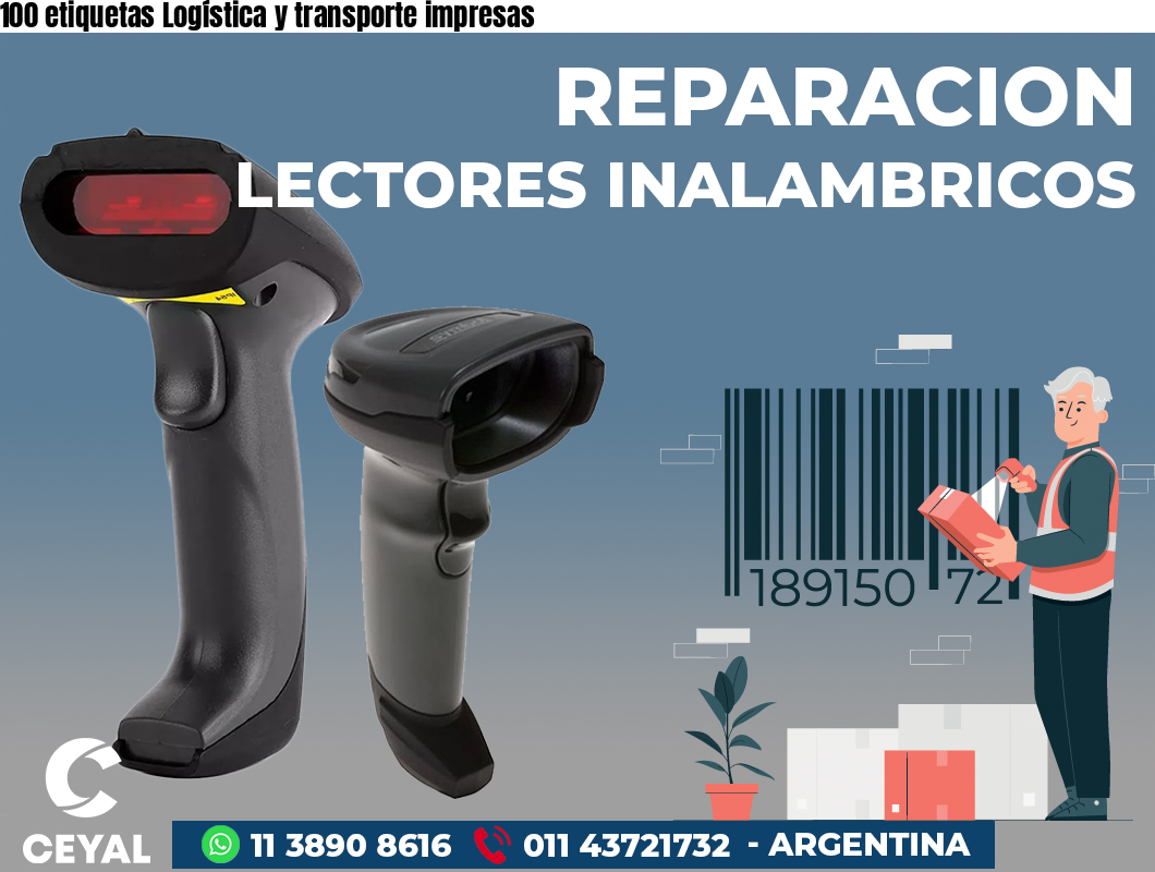 100 etiquetas Logística y transporte impresas