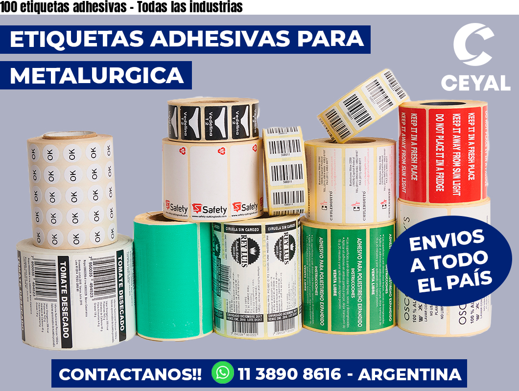 100 etiquetas adhesivas - Todas las industrias