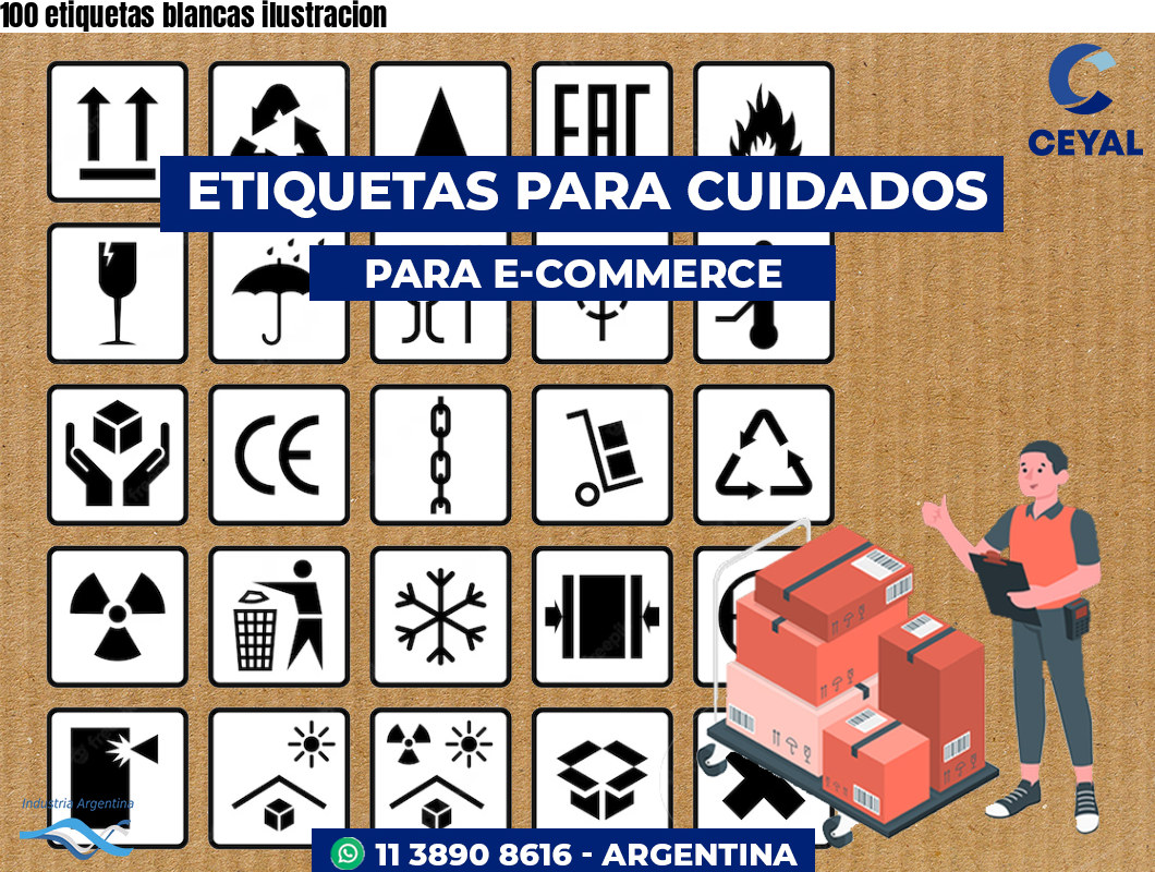 100 etiquetas blancas ilustracion
