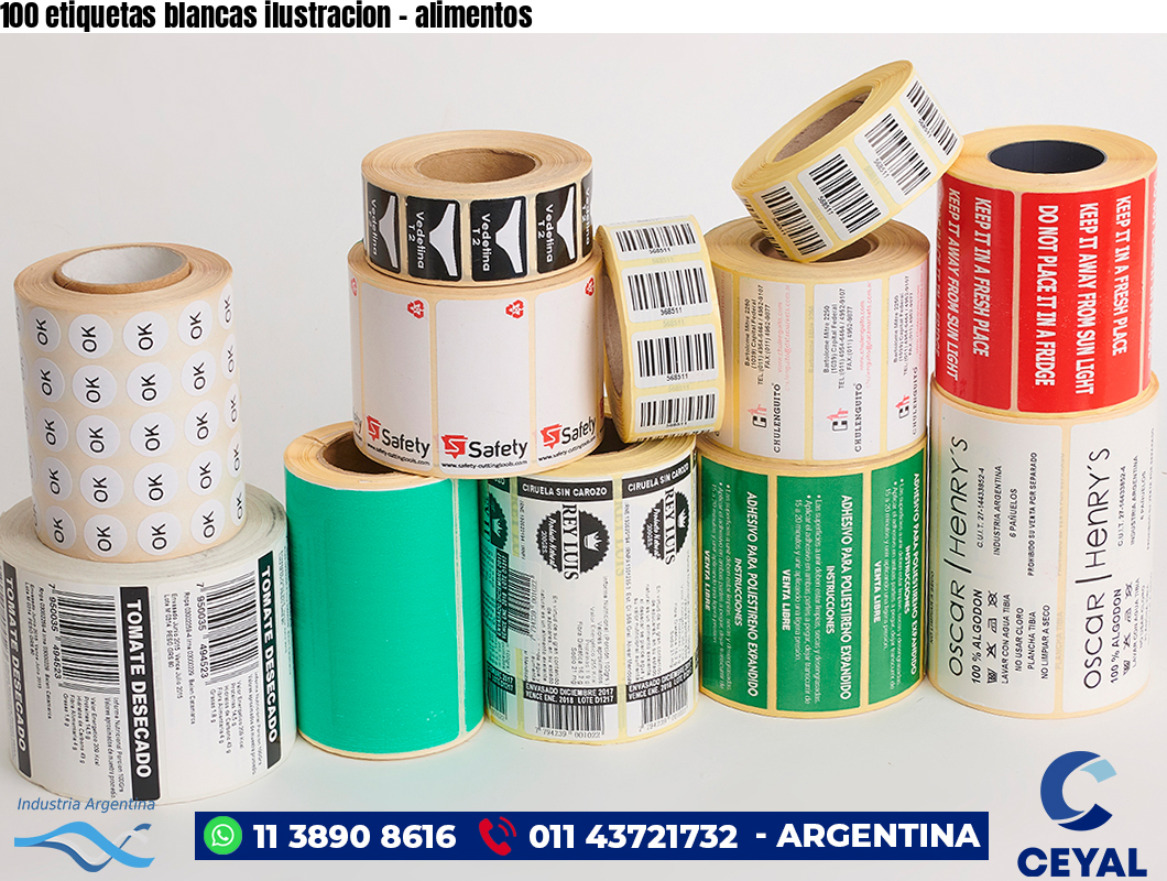 100 etiquetas blancas ilustracion – alimentos