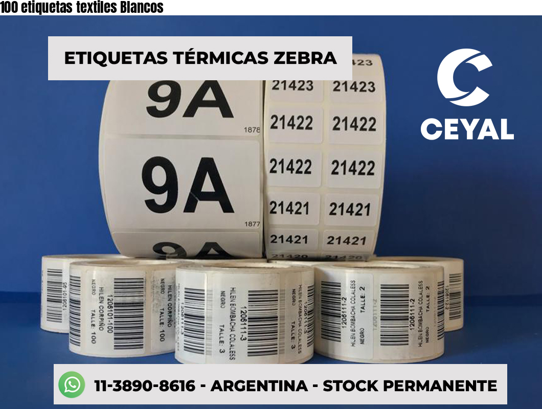 100 etiquetas textiles Blancos