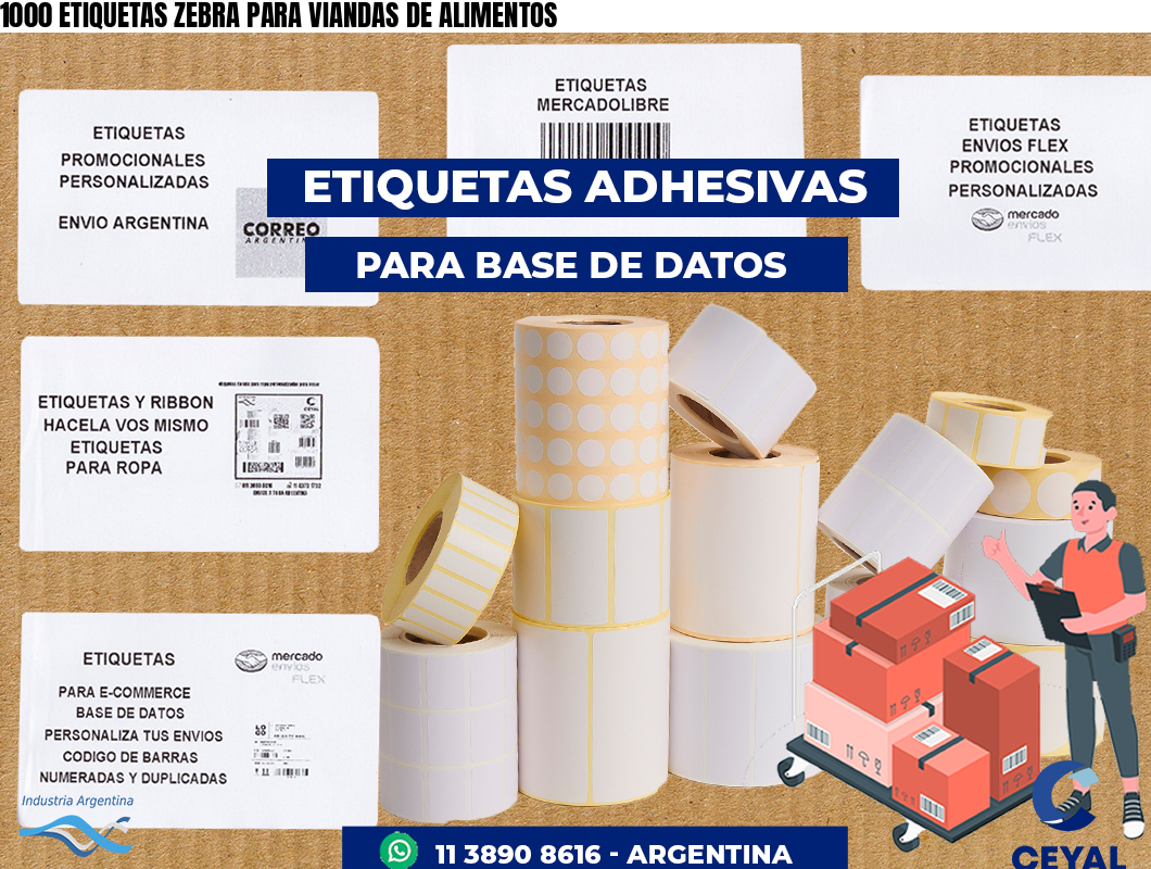 1000 ETIQUETAS ZEBRA PARA VIANDAS DE ALIMENTOS