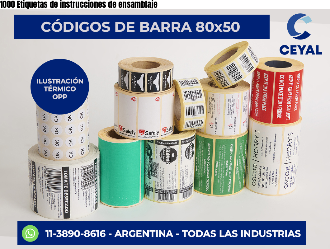 1000 Etiquetas de instrucciones de ensamblaje