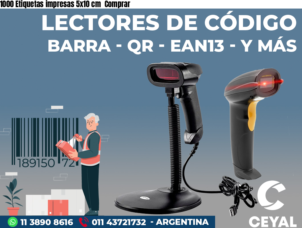 1000 Etiquetas impresas 5x10 cm Comprar