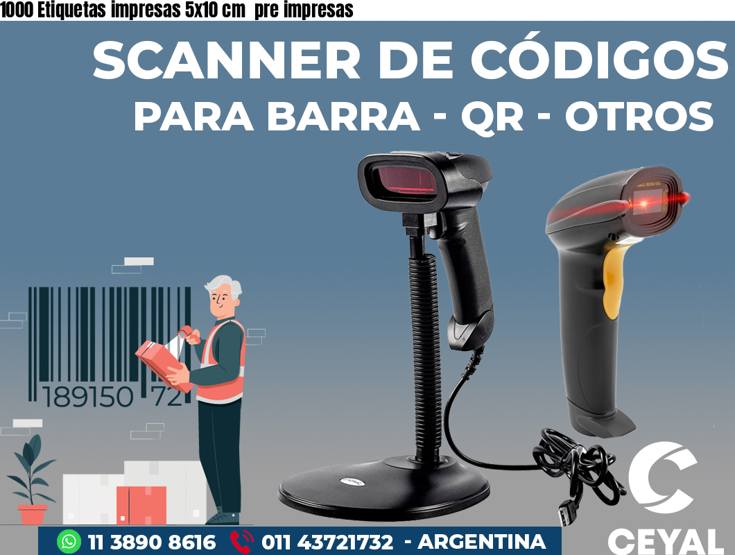 1000 Etiquetas impresas 5x10 cm  pre impresas