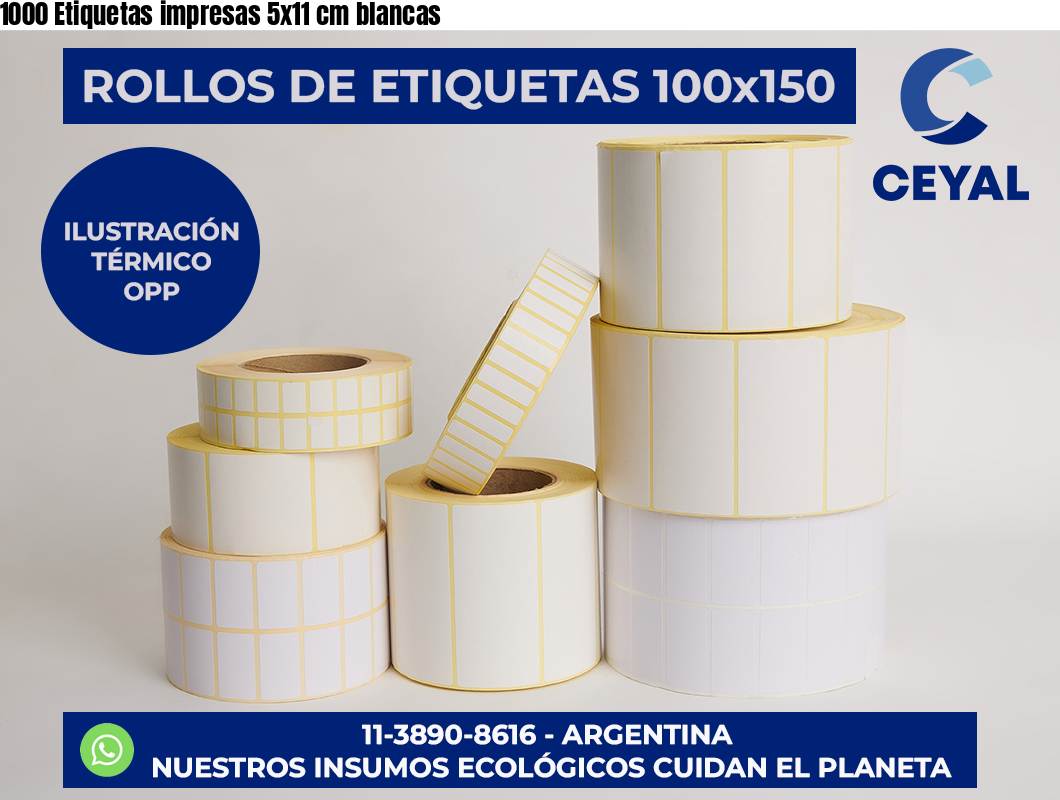1000 Etiquetas impresas 5×11 cm blancas
