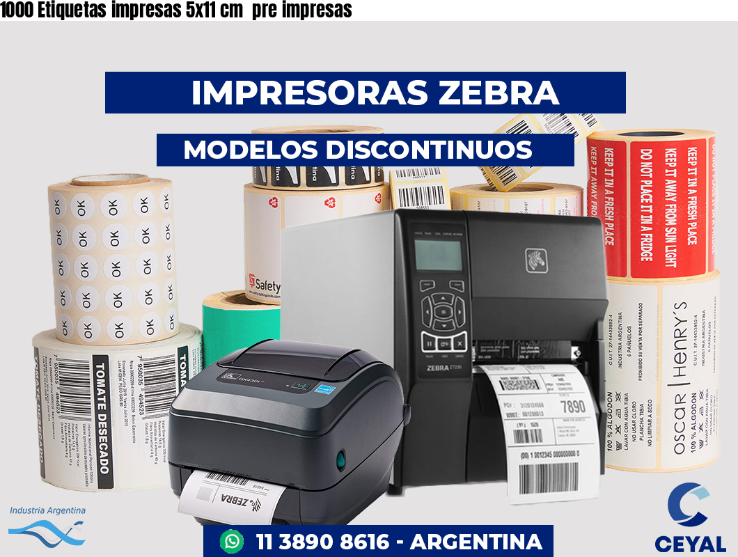1000 Etiquetas impresas 5x11 cm  pre impresas