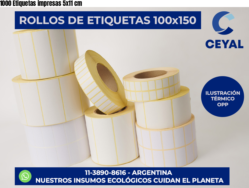 1000 Etiquetas impresas 5×11 cm