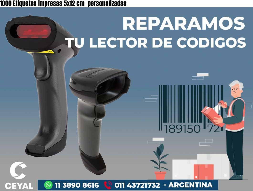 1000 Etiquetas impresas 5x12 cm personalizadas