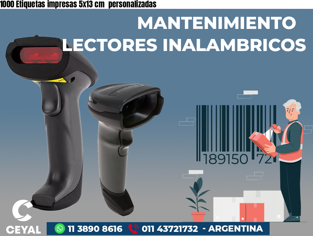 1000 Etiquetas impresas 5x13 cm  personalizadas