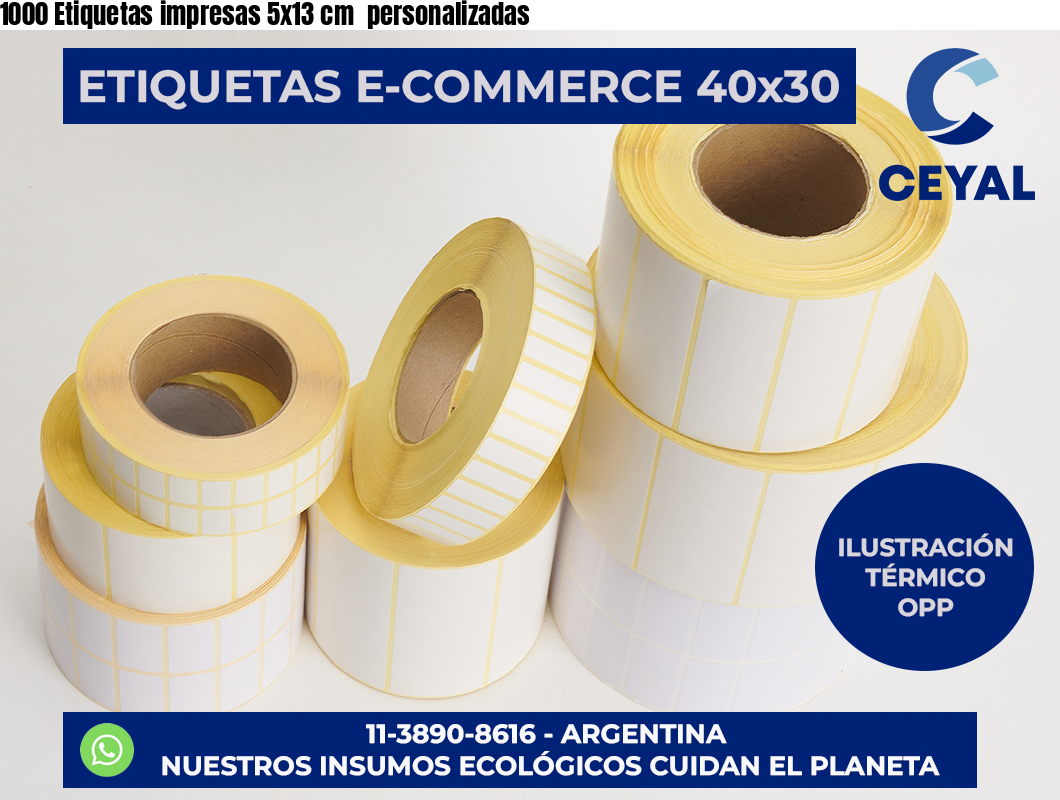 1000 Etiquetas impresas 5×13 cm  personalizadas