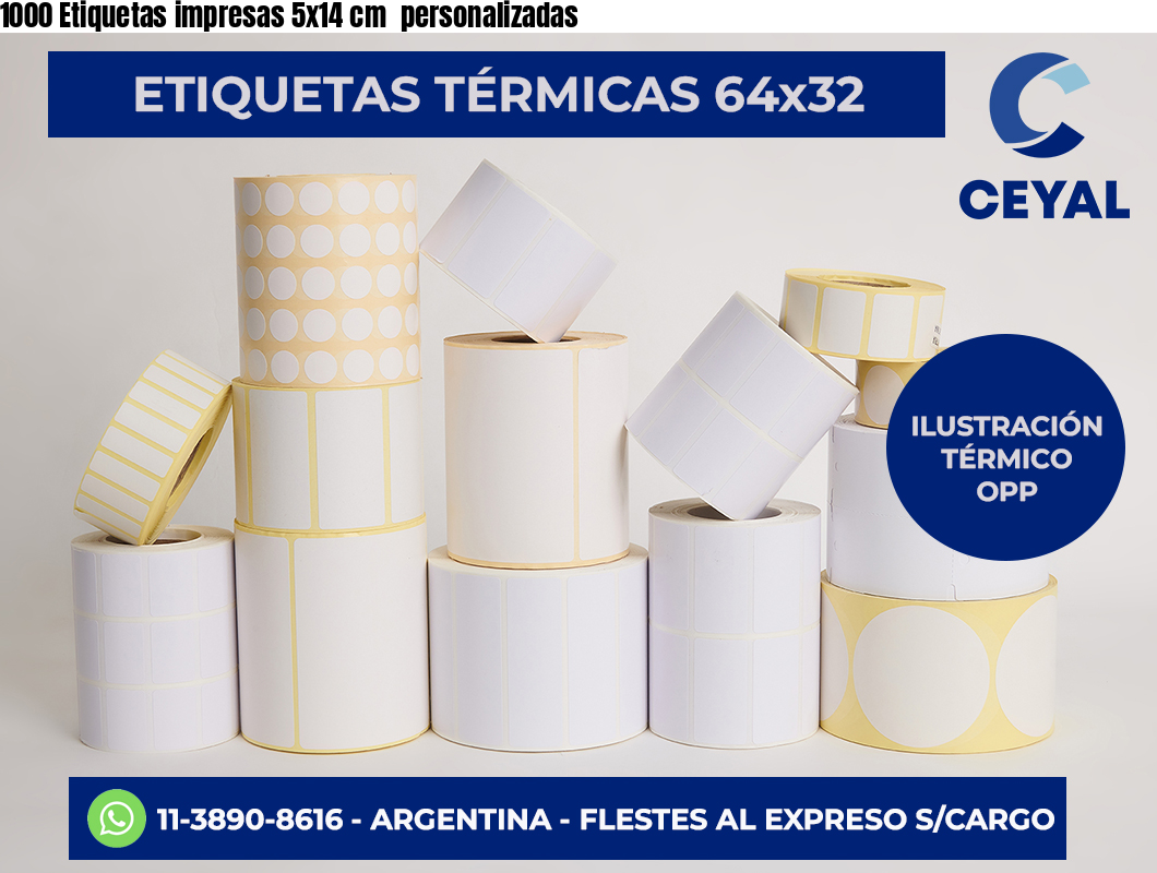 1000 Etiquetas impresas 5×14 cm  personalizadas