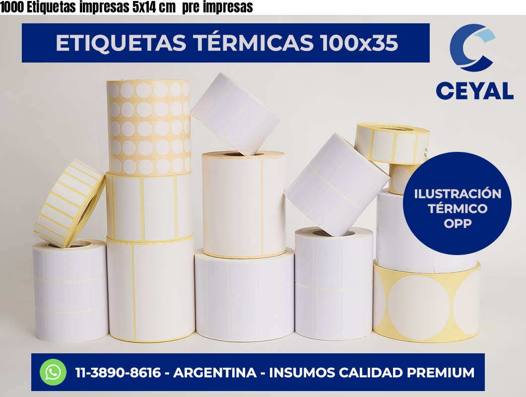 1000 Etiquetas impresas 5×14 cm  pre impresas
