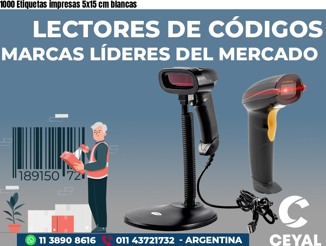 1000 Etiquetas impresas 5x15 cm blancas