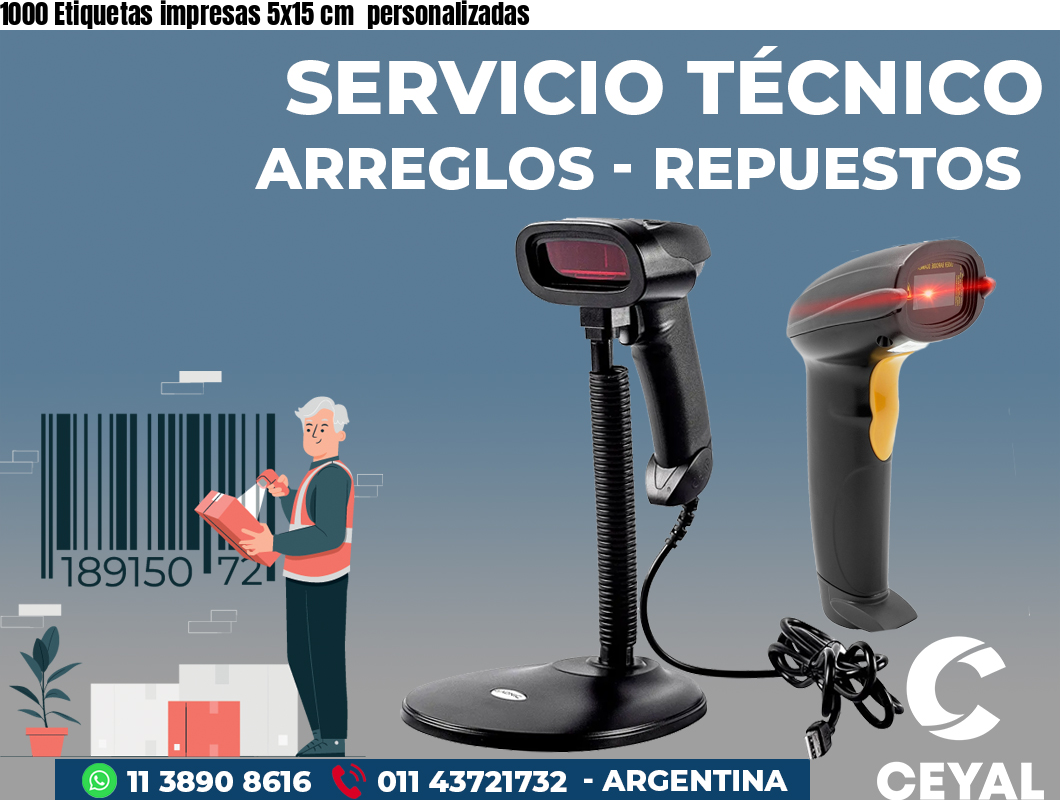 1000 Etiquetas impresas 5x15 cm personalizadas