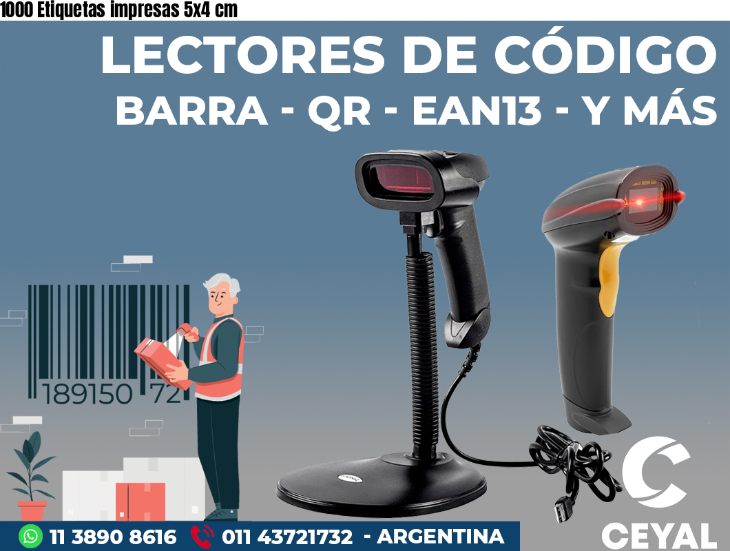 1000 Etiquetas impresas 5x4 cm