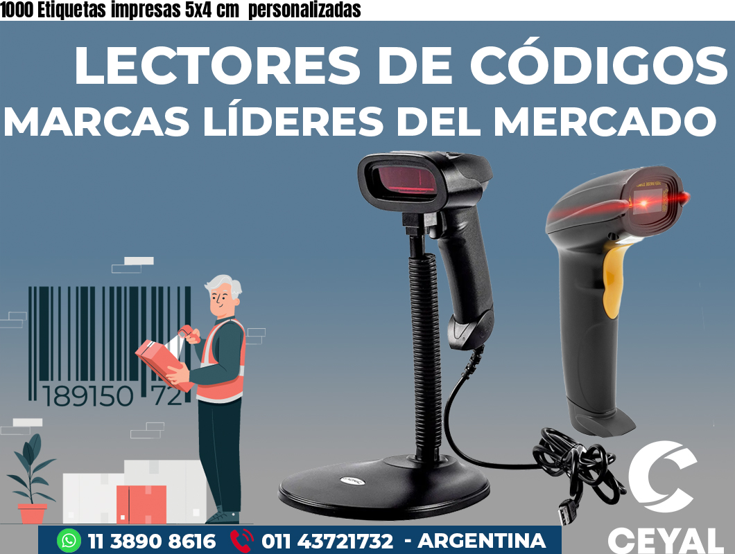 1000 Etiquetas impresas 5x4 cm personalizadas