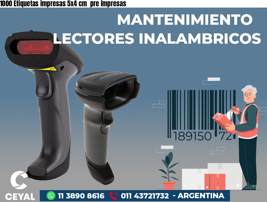 1000 Etiquetas impresas 5x4 cm pre impresas
