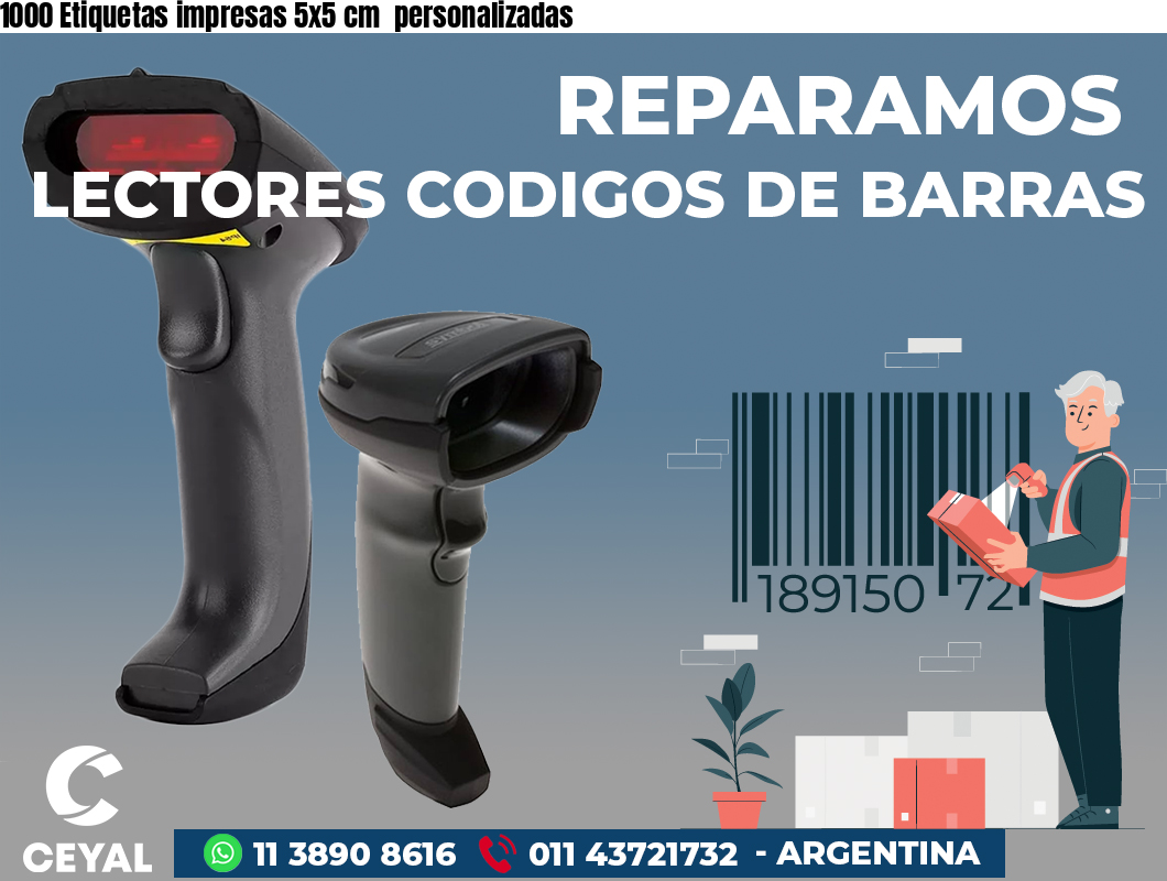 1000 Etiquetas impresas 5x5 cm  personalizadas