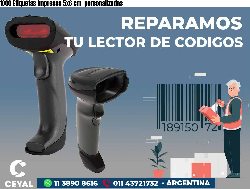 1000 Etiquetas impresas 5x6 cm  personalizadas