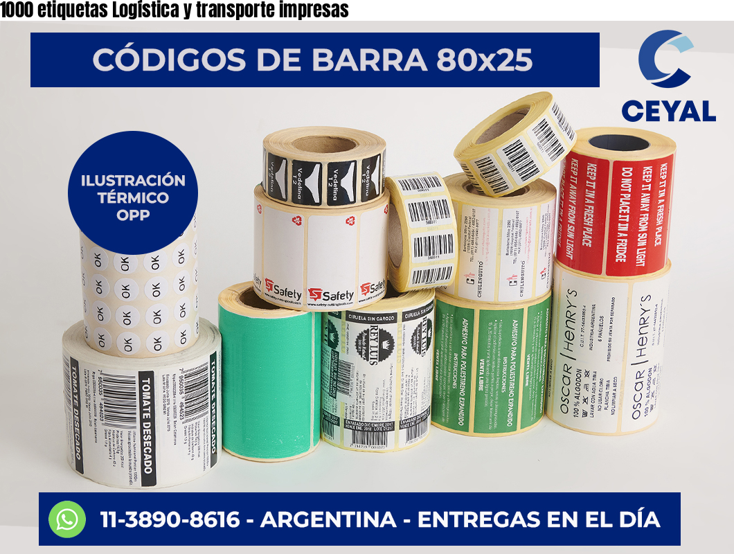 1000 etiquetas Logística y transporte impresas