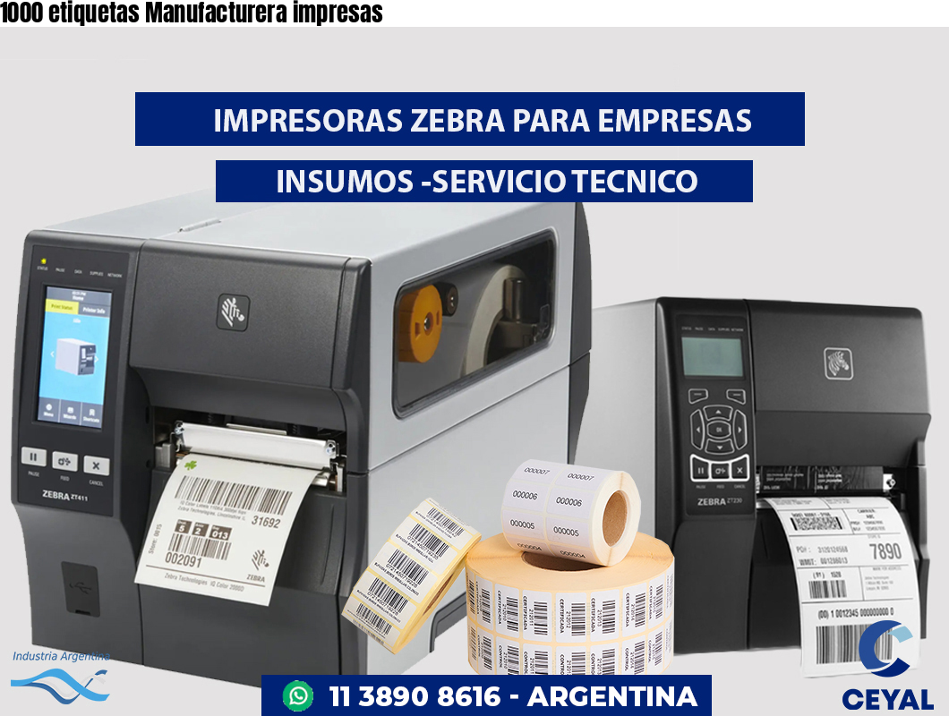 1000 etiquetas Manufacturera impresas