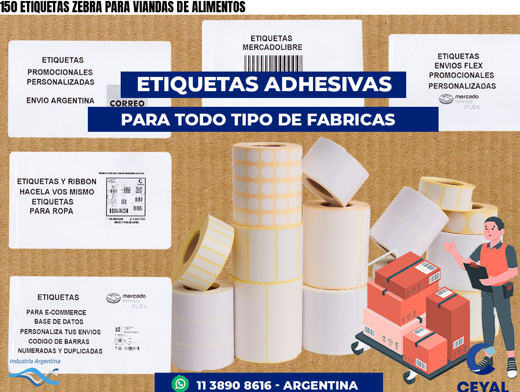 150 ETIQUETAS ZEBRA PARA VIANDAS DE ALIMENTOS
