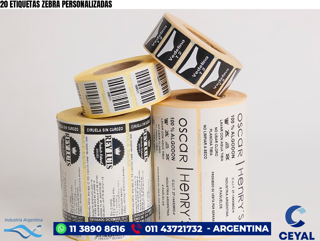 20 ETIQUETAS ZEBRA PERSONALIZADAS