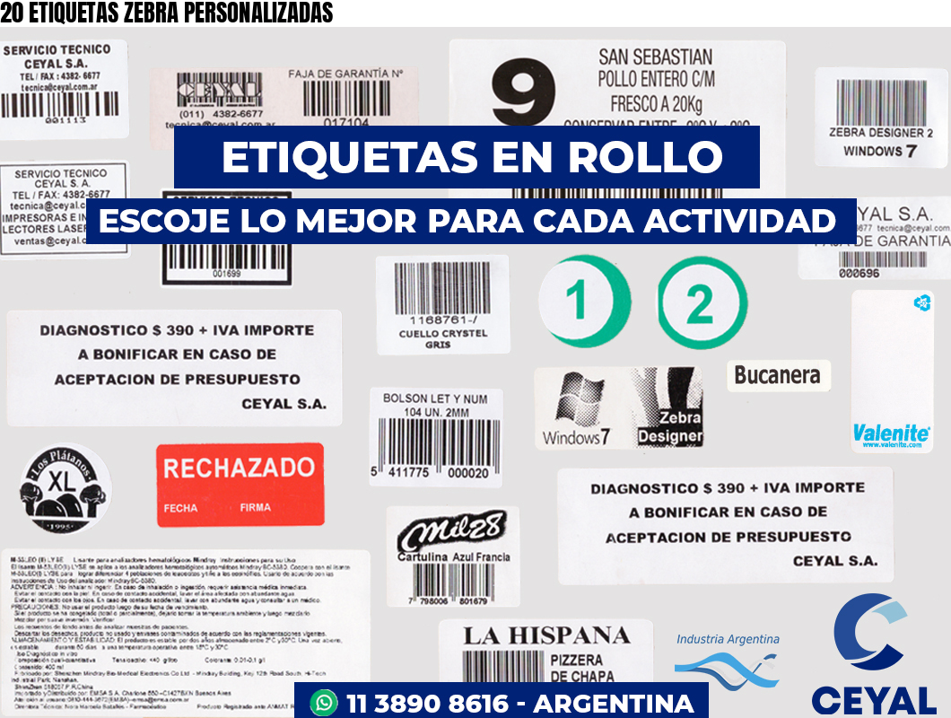 20 ETIQUETAS ZEBRA PERSONALIZADAS